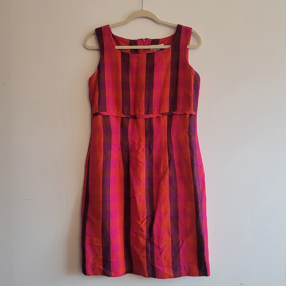 vivid plaid Pure & Simple linen blend dress